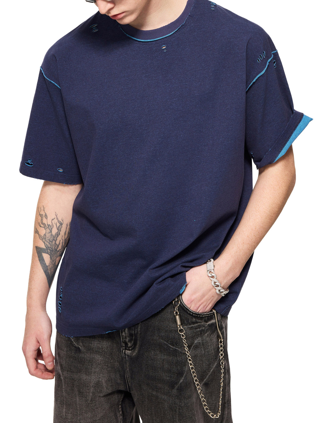 Reversible Hand-Frayed T-Shirt – Vintage Streetwear | Tapstitch-5